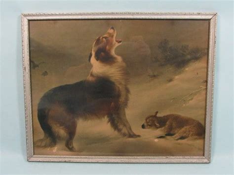 Vintage Collie Dog And Lamb Framed Print By Walter Hunt