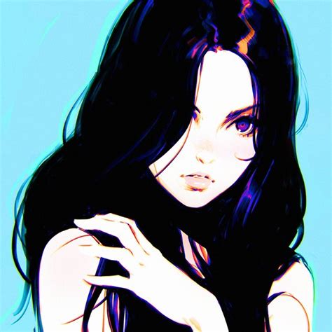 Anime Picture Original Ilya Kuvshinov Single Long Hair Black Hair Simple Background 1080x1080