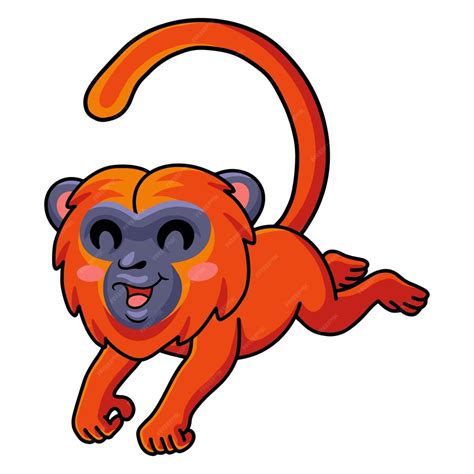 Premium Vector Cute Red Howler Monkey Cartoon Jumping