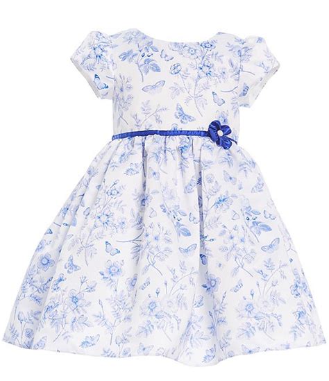 Laura Ashley Little Girls 2t 6x Toile Floral Fit And Flare Dress