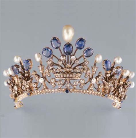 An Antique Pearl Sapphire And Diamond Tiara Circa 1880 Diamond