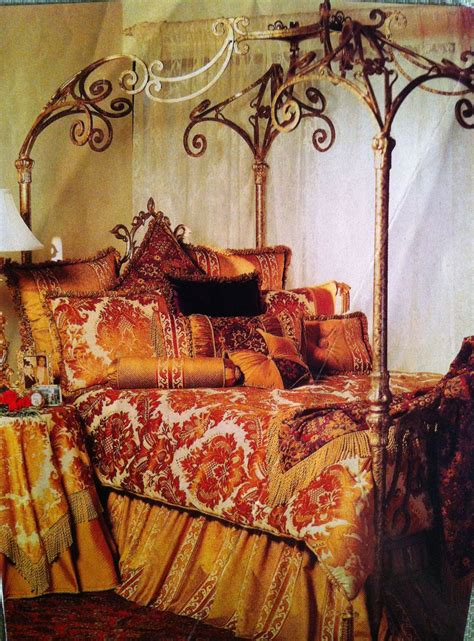 Gold Painted Wrought Iron Canopy Bed Tuscan Bedroom Bedroom Red