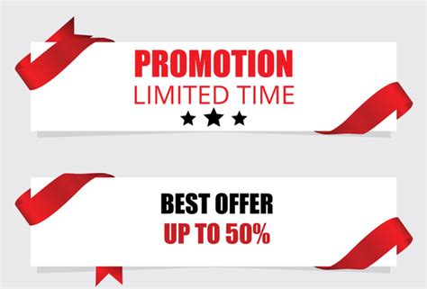 Promotion Banner With Red Ribbon Free Vector In Adobe Illustrator Ai