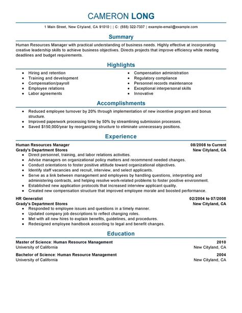 Best Human Resources Manager Resume Example Livecareer