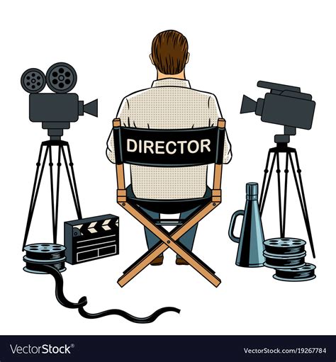 Stage Director On Set Pop Art Royalty Free Vector Image