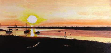 Herne Bay Golden Sunset 1 Painting By Paul Mitchell Fine Art America