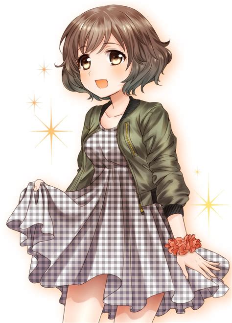 It's shorthand for knowing the title of this anime is a spoiler given that it is in a thread about girls who cut their hair. 1girl akiyama_yukari black_dress blush brown_eyes brown ...