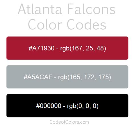 Atlanta Falcons Colors Hex And Rgb Color Codes Effy Moom Free Coloring Picture wallpaper give a chance to color on the wall without getting in trouble! Fill the walls of your home or office with stress-relieving [effymoom.blogspot.com]