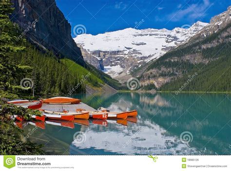 Docked Canoes Lake Louise Banff National Park Stock Photo Image Of