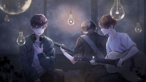 Free Download Anime Anime Boys Headphones Guitar 4k Wallpaper