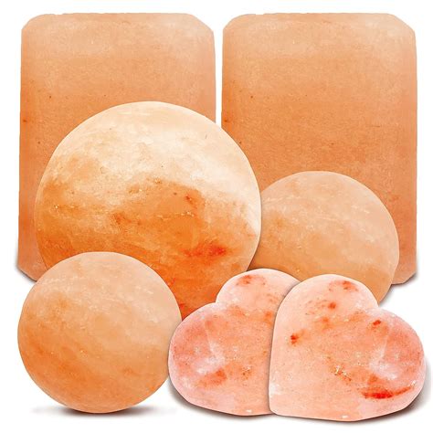 Jovial Himalayan Rock Salt Massage Stones 7 Piece Set Of Pink Crystals For Spa