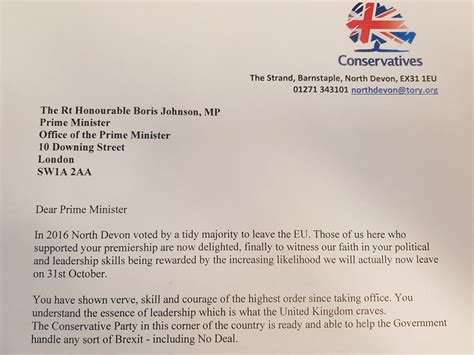 Letter To The Prime Minister North Devon