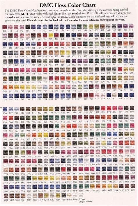 The Color Chart For Dmc Floss Color Chart