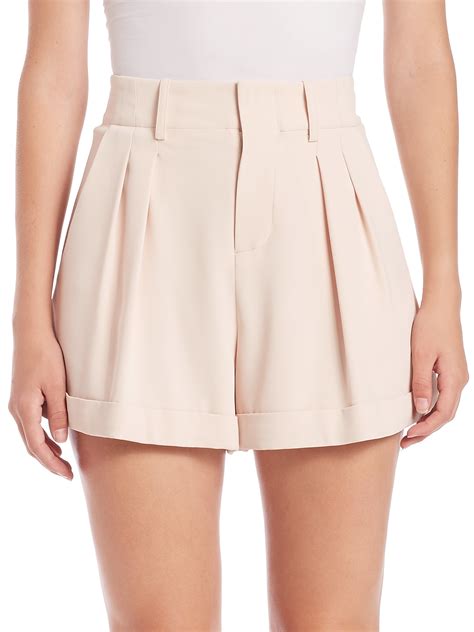 alice olivia amani high waist pleated shorts in pink lyst