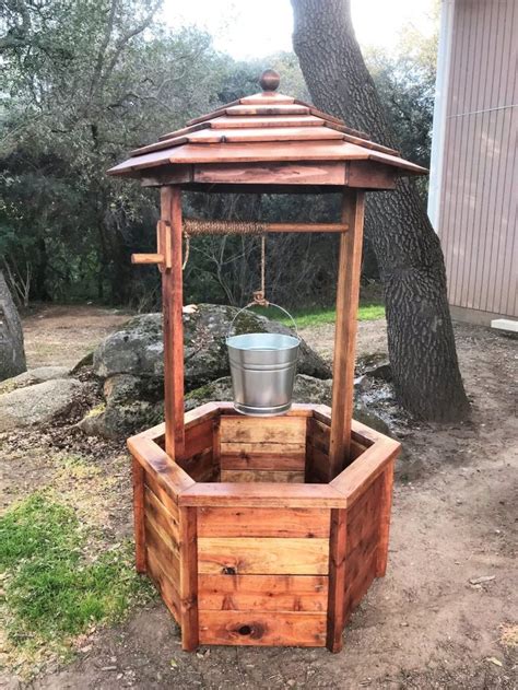 This one is really fast and easy to build and when it is finished, you will have a rustic looking wishing well to grace your garden or front yard. DIY Wishing Well: Free woodworking plans! | Woodworking ...