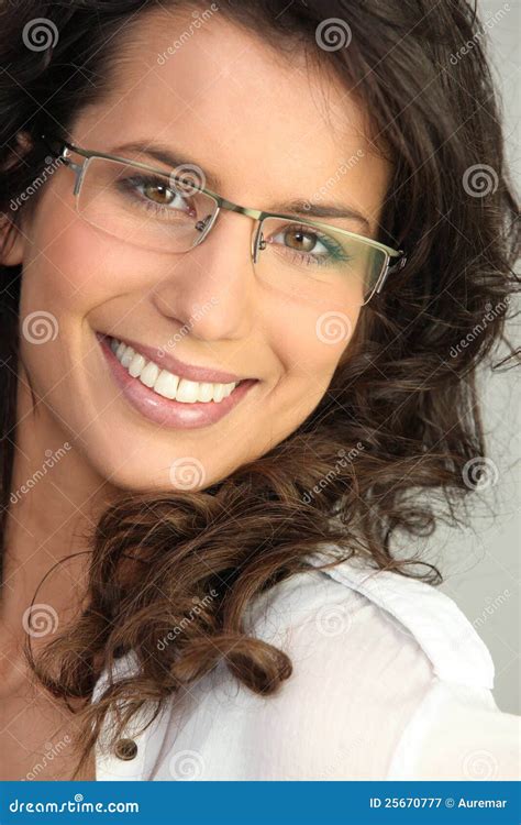 Pretty Brunette Wearing Glasses Stock Image Image Of Funky