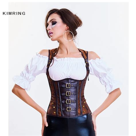 Buy Kimring Steampunk Corset Sexy Women Plastic Boned Underbust Vintage Gothic