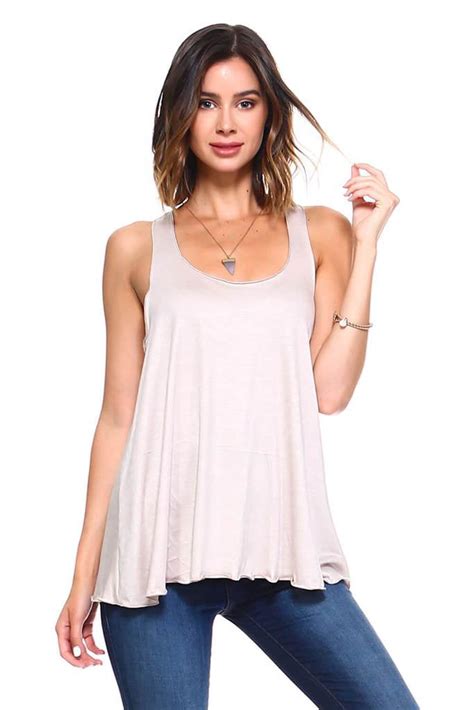 Simplicitie Womens Sleeveless Loose Fit Flowy Workout Racerback Tank Top Regular And Plus