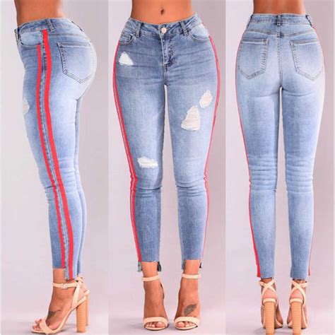 Solid Casual Jeans Women High Waist Skinny Pencil Denim Pants