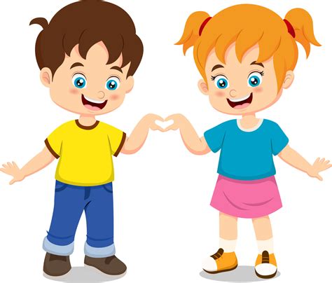 Cute Boy And Girl Cartoon In Hands Heart Shape 8568662 Vector Art At