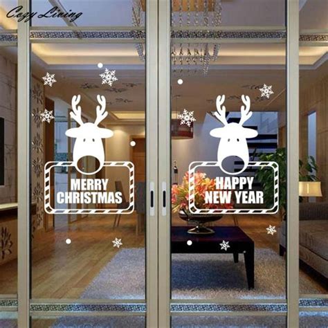 Window Glass Sticker 1 Pc Christmas Reindeer Wall Sticker Decoration
