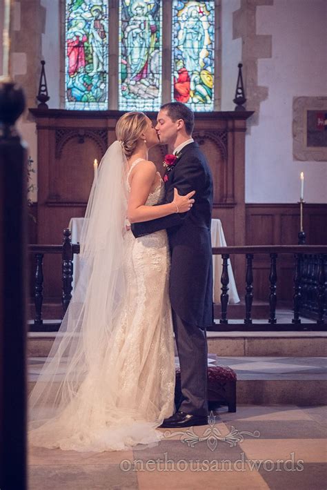 First Kiss During Church Wedding Service At St Marys Church Wedding In