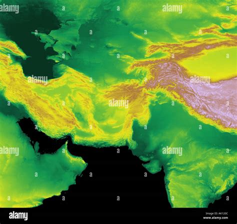 Digital Elevation Map Of Arabian Gulf And Central Asia Earth From Space