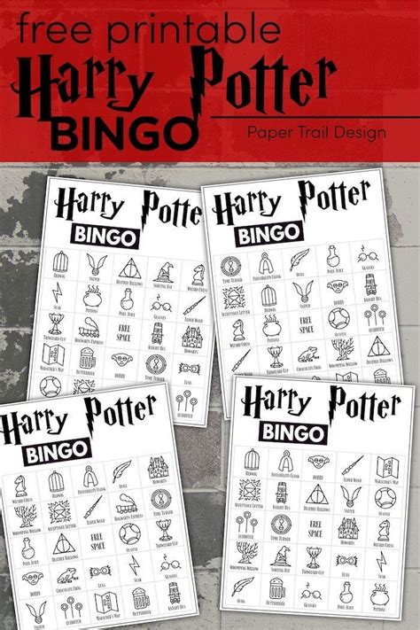 Free Printable Harry Potter Bingo Game Paper Trail Design Harry Potter Printables Free