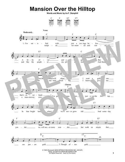 Ira F Stanphill Mansion Over The Hilltop Sheet Music Download
