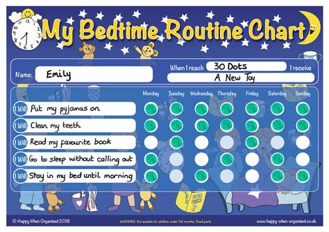 A4 My Good Night Sleep Bedtime Routine Chart