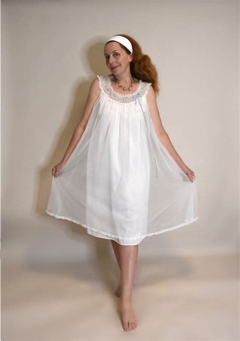Soft And Fluffy Vintage White Nylon Chiffon Nightgown Nightie Etsy