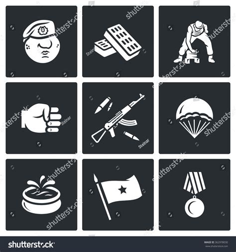 Vector Set Russia Airborne Troops Icons Stock Vector Royalty Free