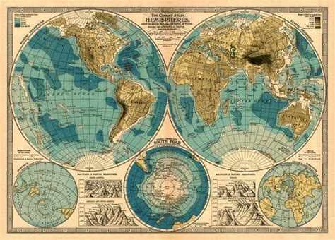 Decorative Map Of The World Old Map Of The World Giclee Etsy