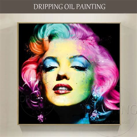 Excellent Artist Design Hand Painted High Quality Colorful Portrait Marilyn Monroe Oil Painting