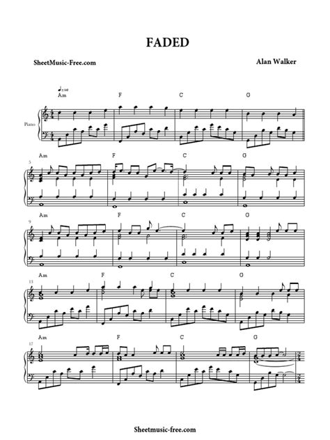 Download and print in pdf or midi free sheet music for faded by alan walker arranged by bruno morsch for piano (solo). Faded-Sheet-Music-Alan-Walker-(SheetMusic-Free.com).pdf