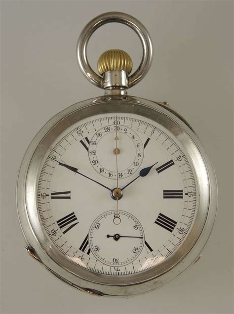 Swiss Silver Chronograph Pocket Watch C1910 In Antique Pocket Watches