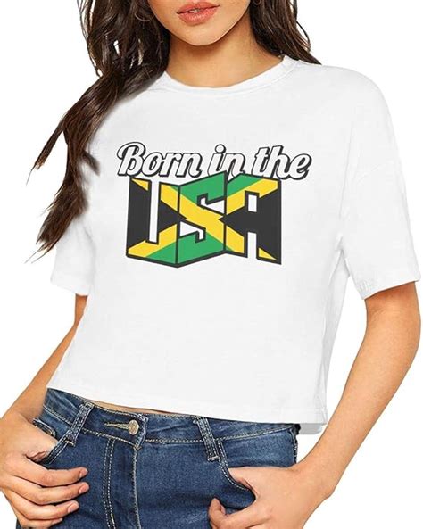 Jeffhdtee Womens Sexy Short Sleeve T Shirt Jamaican Born In The Usa