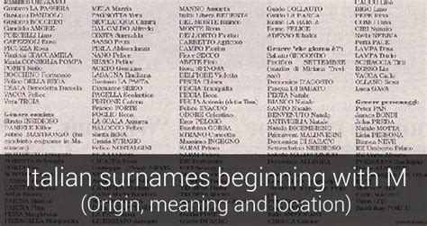 Italian Surnames Beginning Whit M Origin Meaning Surname List
