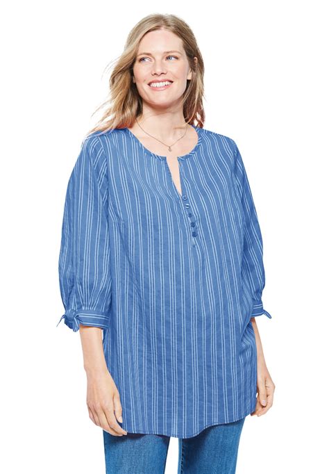 Woman Within Woman Within Womens Plus Size Peasant Blouse With Three