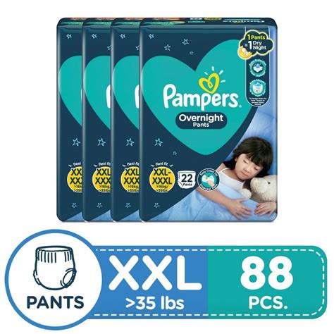 Pampers Overnight Diaper Pants Xxl Up To Xxxl 22s X 4 Packs Shopee Philippines
