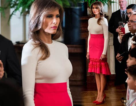 Donald Trumps Wife Melania Covers Up In Dress After Flashing Her Legs