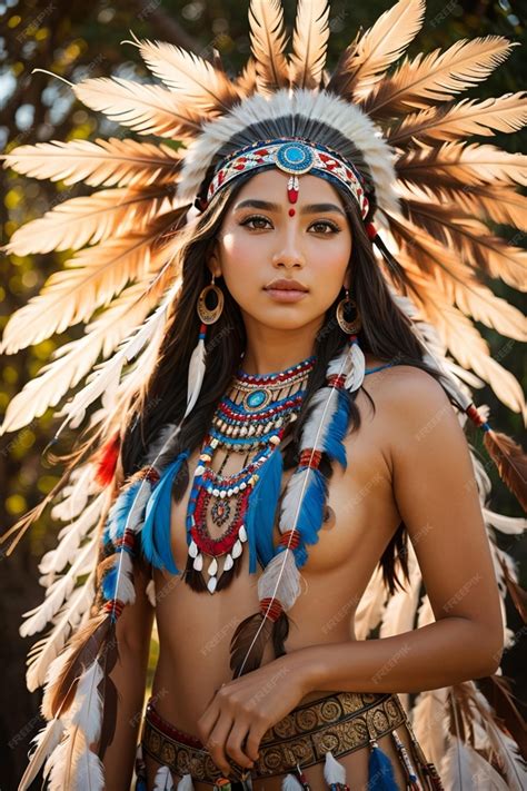 Premium Photo Beautiful Sexy Native American Woman In Traditional