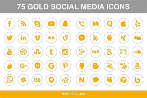 75 Gold Social Media Icons Custom Designed Icons Creative Market