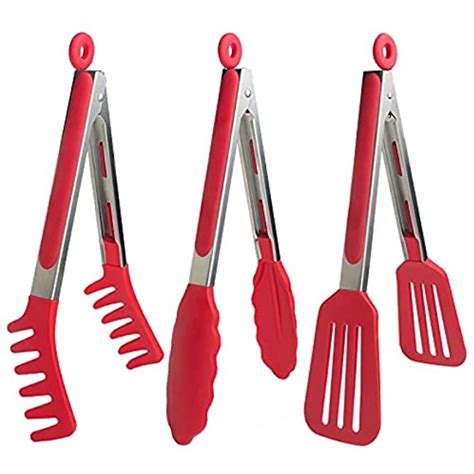 HST 3 Pack Kitchen Tongs Non Stick Stainless Steel Tongs With Silicone