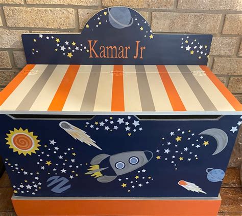 Space Theme Outer Space Nursery Rocket Ship Toy Box Rocket Etsy