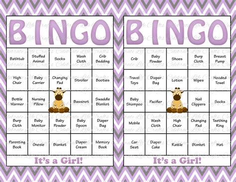 100 Baby Shower Bingo Cards Printable Party Baby Girl Etsy Canada