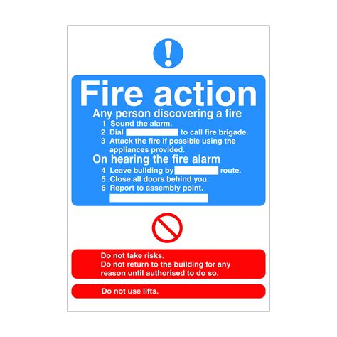 Pvc Fire Action Safety Sign Fire Action Procedure Gambaran