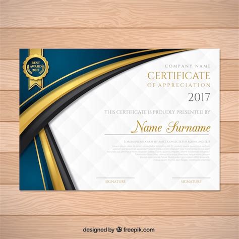 Certificado De Graduación Elegante Con Formas Onduladas Descargar