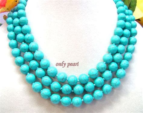 Turquoise Necklace Inches Mm Long Turquoise By Onlypearl