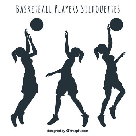 Set Of Female Silhouettes Of Basketball Players Free Vector Basketball